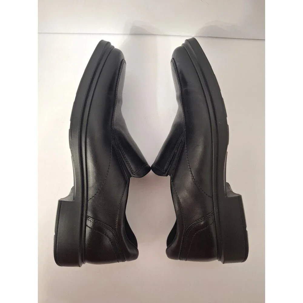 Ecco Helsinki 2 Apron Toe Slip-on Black Leather Loafers Mens Size 8/8.5 EU 42